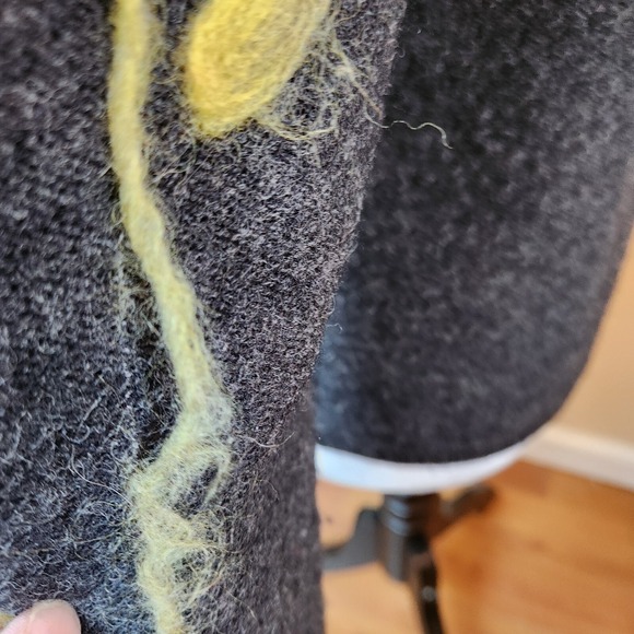 Vtg Talbots Womens Cardigan Sweater Sz Small Charcoal Gray Wool & Felt Leaf Top - Picture 16 of 16